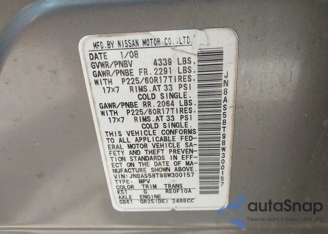 JN8AS58T98W300157: 42171559