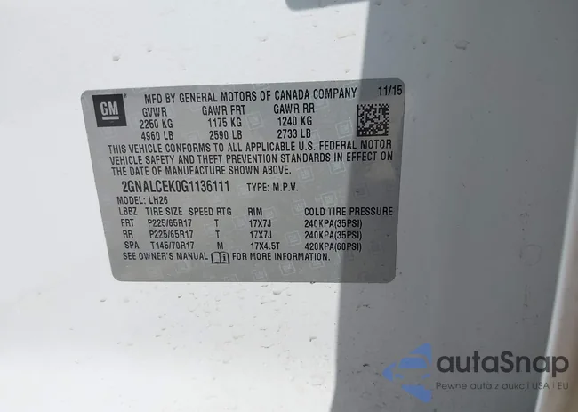 2GNALCEK0G1136111: 42171718