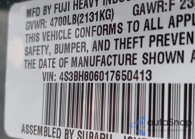 4S3BH806017650413: 42172039