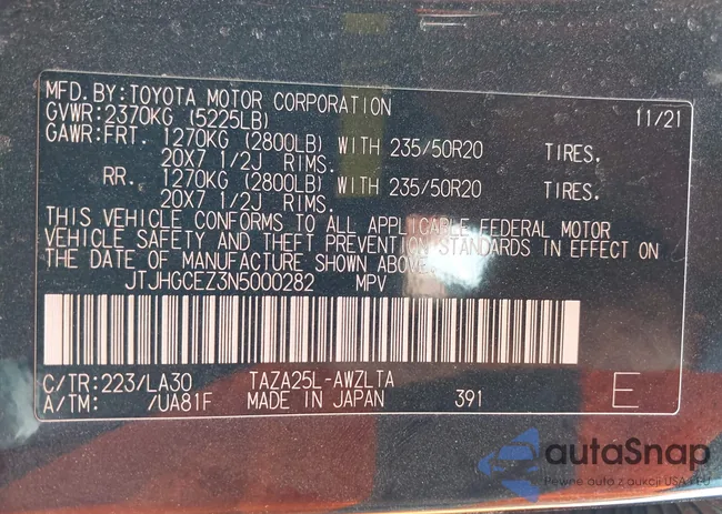 JTJHGCEZ3N5000282: 42171083