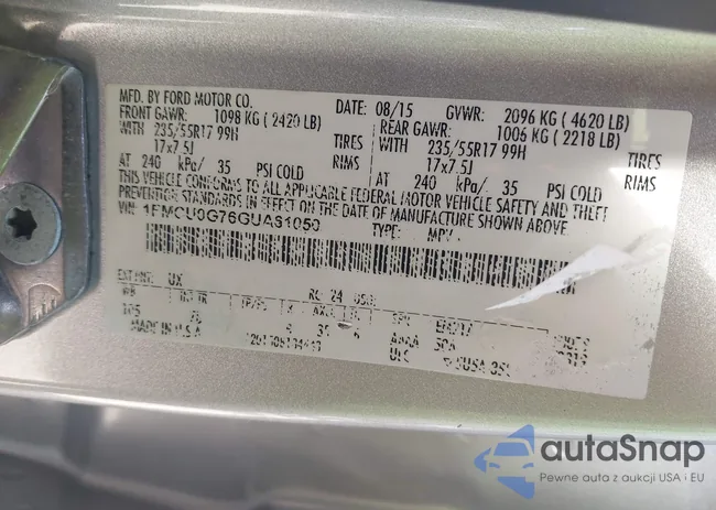 1FMCU0G76GUA61050: 42171320