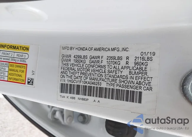 1HGCV1F10KA046253: 42172671