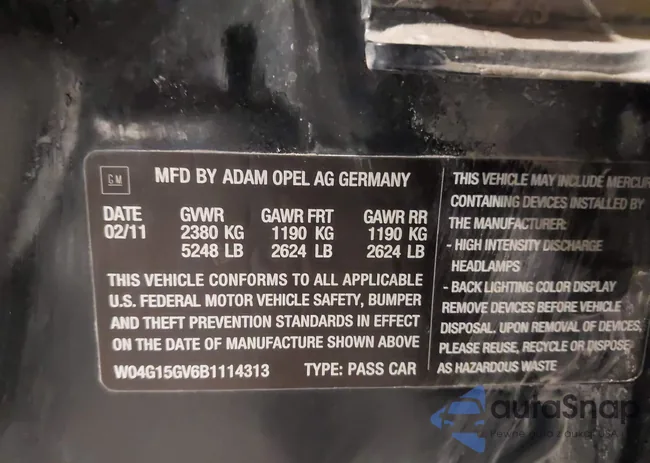 W04G15GV6B1114313: 42172850