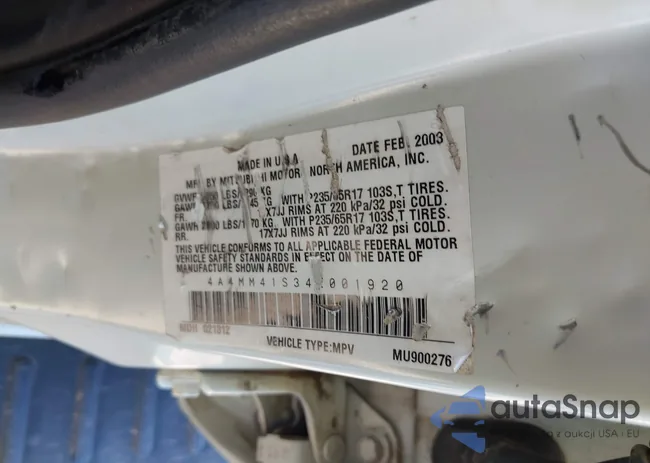 4A4MM41S34E001920: 42172909