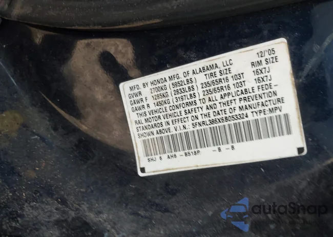 5FNRL386X6B053324: 42173022