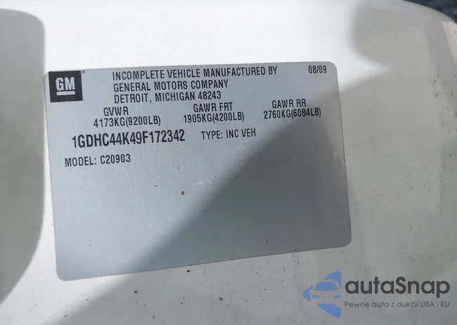 1GDHC44K49F172342: 42172314