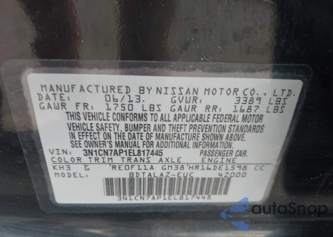 3N1CN7AP1EL817445: 42173583