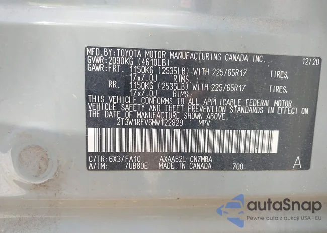 2T3W1RFV6MW122829: 42173834