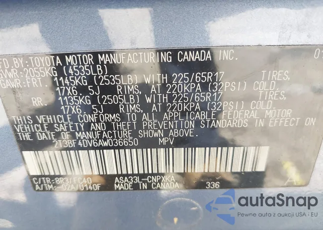 2T3BF4DV6AW036650: 42173176