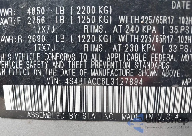 4S4BTACC6L3127894: 42173250