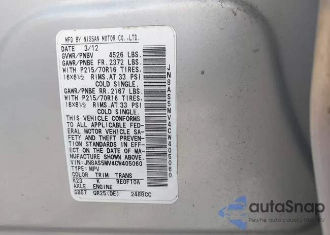 JN8AS5MV4CW405060: 42174122