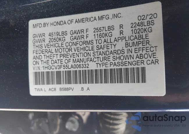 1HGCV3F55LA006332: 42174251