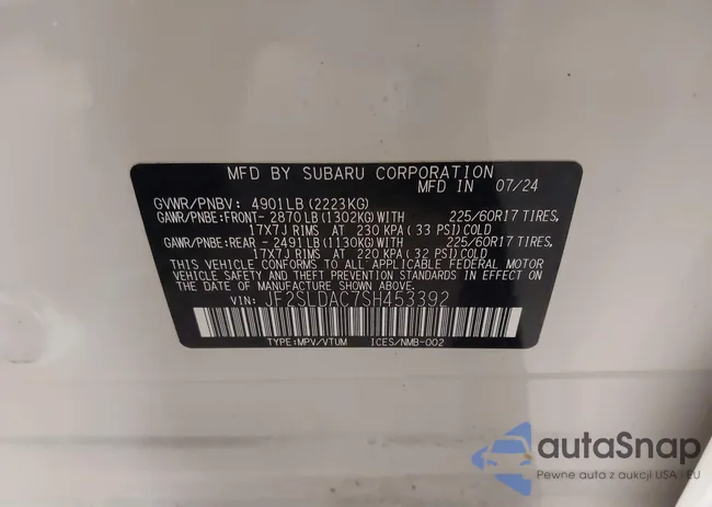 JF2SLDAC7SH453392: 42174252