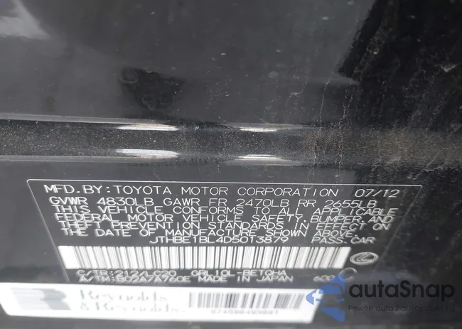 JTHBE1BL4D5013879: 42174300