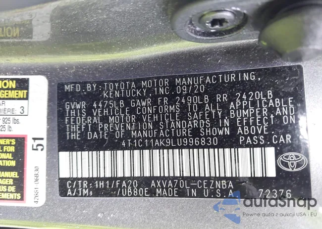 4T1C11AK9LU996830: 42175937