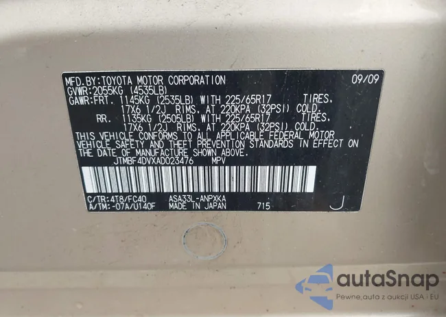 JTMBF4DVXAD023476: 42176004