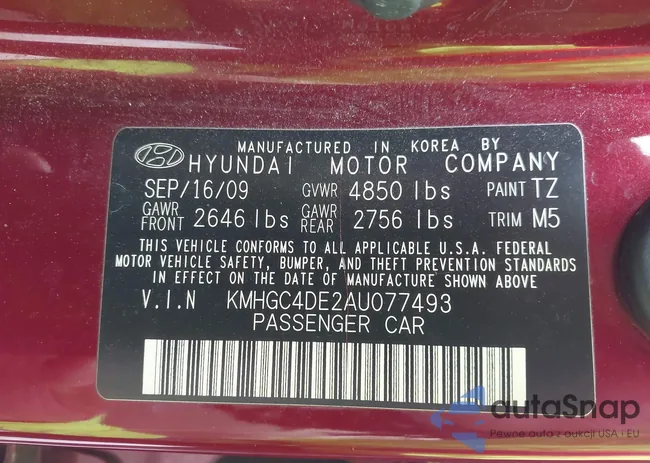 KMHGC4DE2AU077493: 42176511