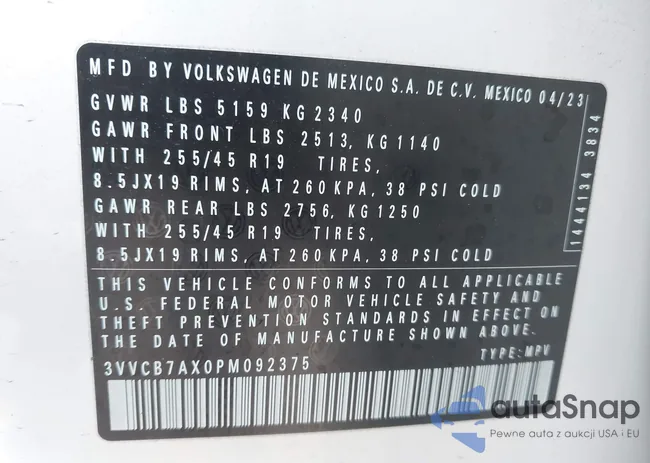 3VVCB7AX0PM092375: 42176568