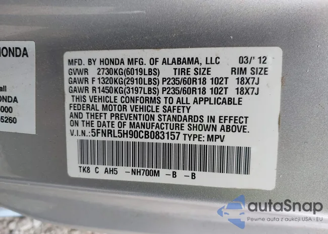 5FNRL5H90CB083157: 42176609