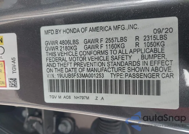 19UUB5F53MA001253: 42176656