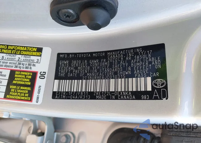 2T1BURHE6JC010315: 42176684