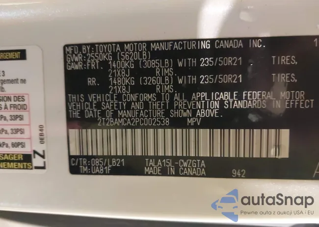 2T2BAMCA2PC002538: 42176701