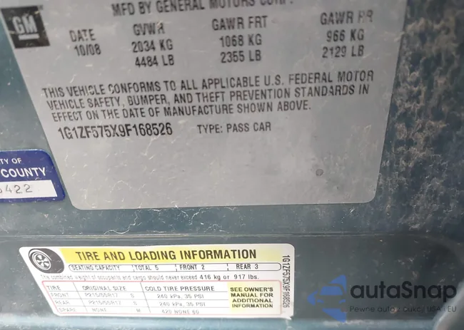 1G1ZF575X9F168526: 42176940