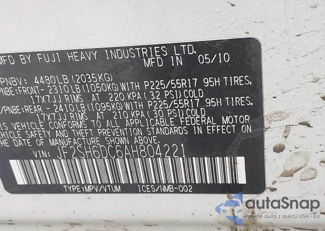 JF2SH6DC6AH804221: 42177023