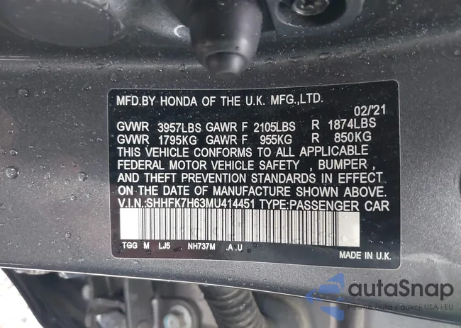 SHHFK7H63MU414451: 42176235