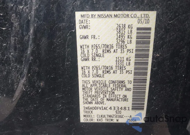 1N6AD0FV1AC433481: 42176316