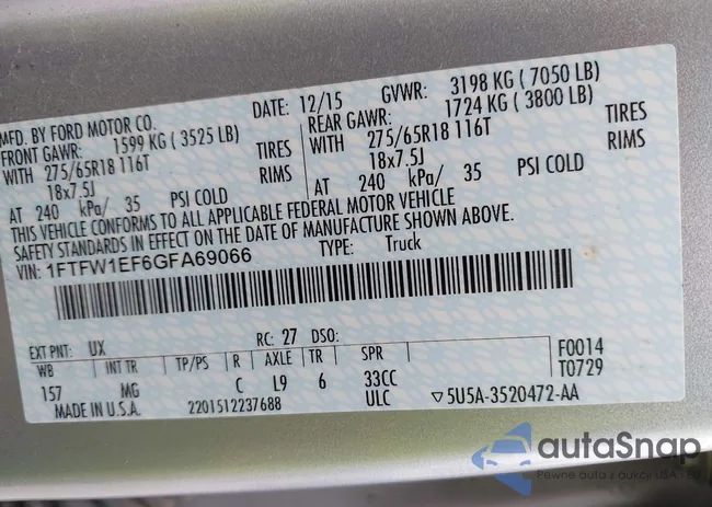 1FTFW1EF6GFA69066: 42176425