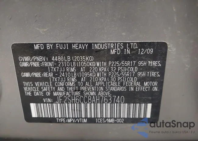 JF2SH6CC8AH763740: 42177459