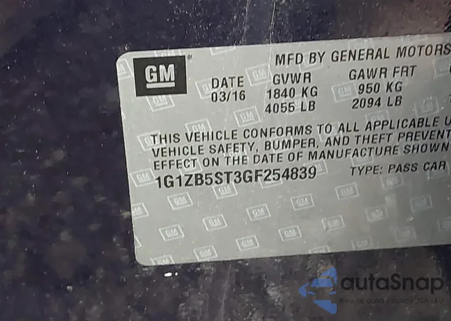 1G1ZB5ST3GF254839: 42177477