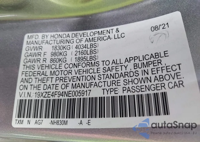 19XZE4F94NE005917: 42177523