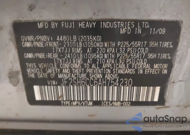 JF2SH6CC6AH754230: 42177654