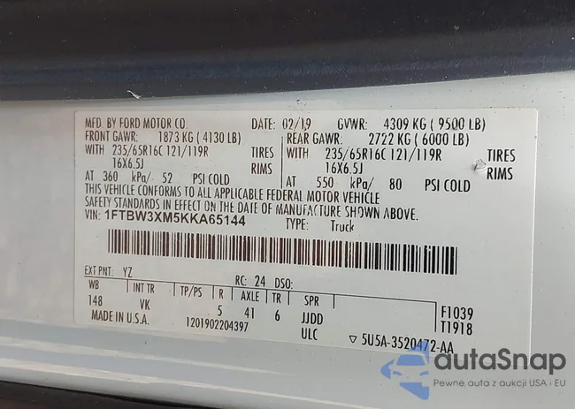 1FTBW3XM5KKA65144: 42177817