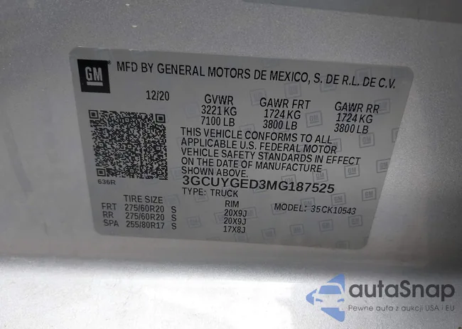 3GCUYGED3MG187525: 42177854