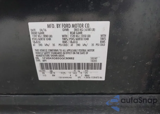 1FM5K8D85GGC80882: 42177879