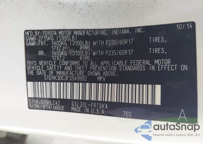 5TDYK3DC3FS549992: 42177953