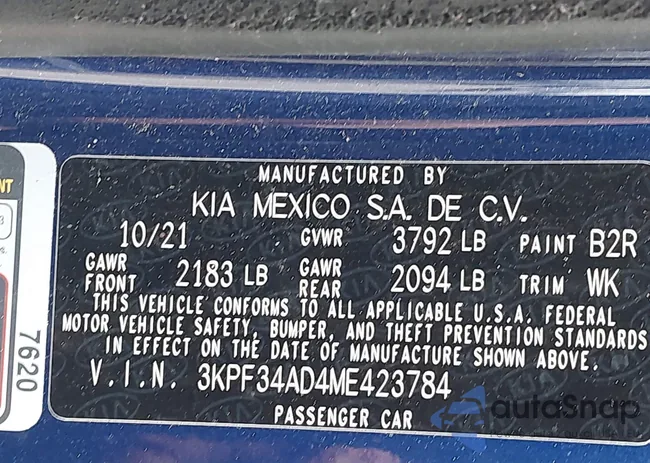 3KPF34AD4ME423784: 42177423