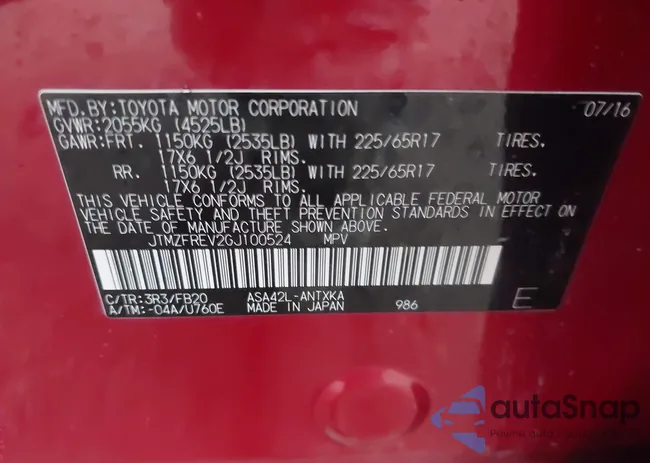 JTMZFREV2GJ100524: 42177445