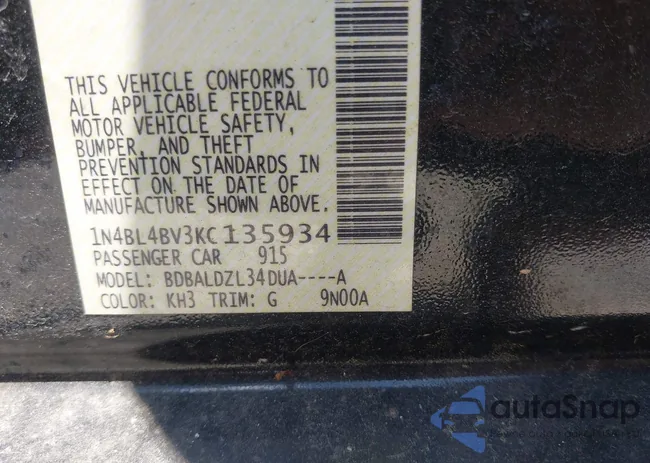 1N4BL4BV3KC135934: 42178067