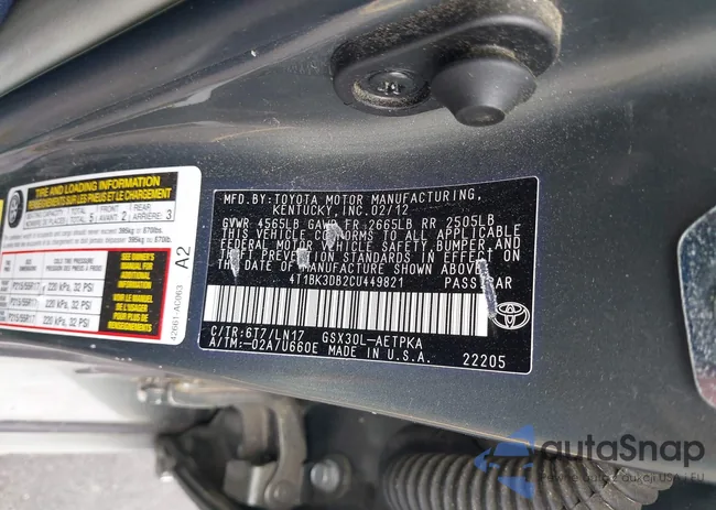 4T1BK3DB2CU449821: 42178070