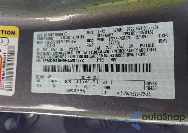 1FMDE5BH9NLB87372: 42178135