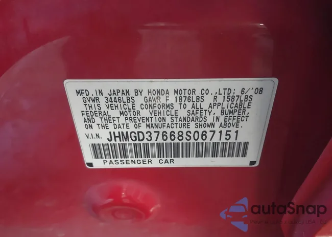 JHMGD37668S067151: 42178212