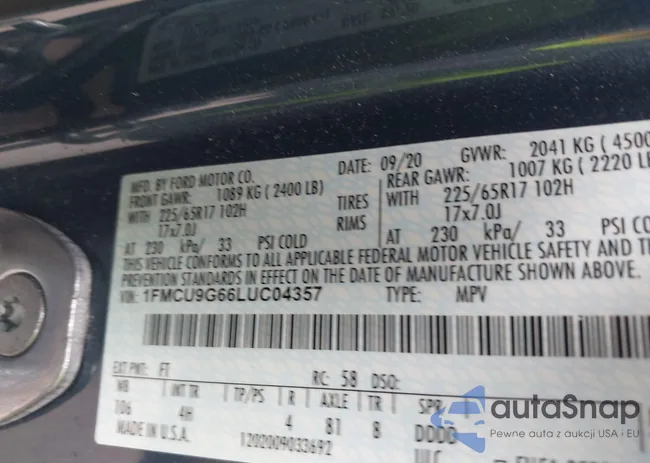 1FMCU9G66LUC04357: 42179476