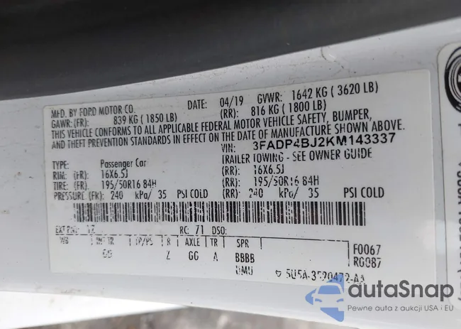 3FADP4BJ2KM143337: 42179937