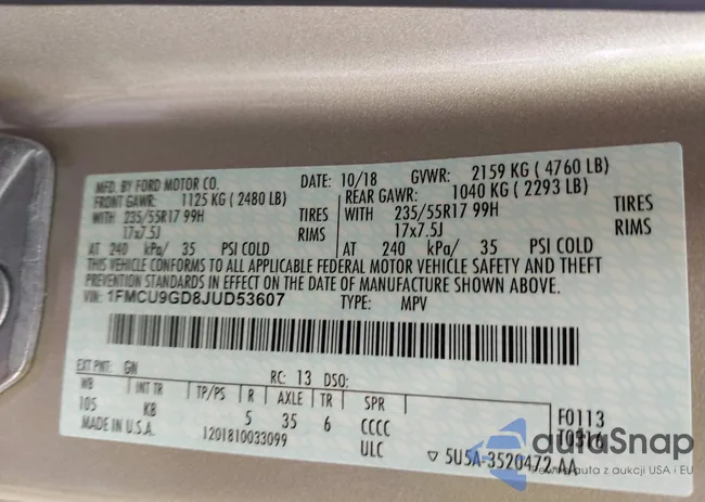 1FMCU9GD8JUD53607: 42180046