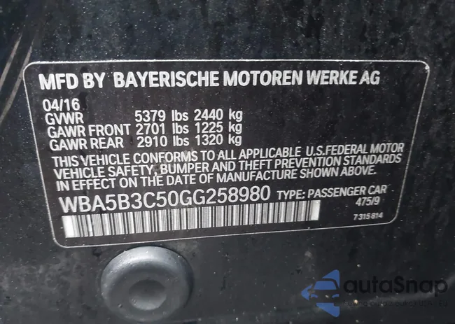 WBA5B3C50GG258980: 42180531