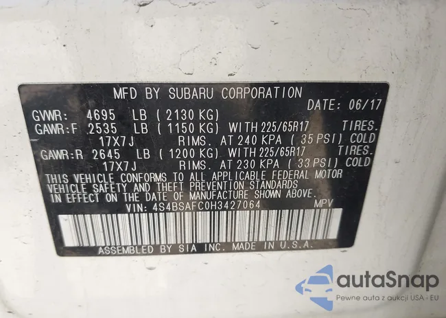 4S4BSAFC0H3427064: 42181044